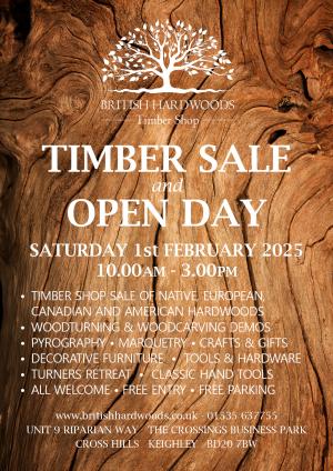Timber Shop Sale and Open Day Saturday 1st February 2025