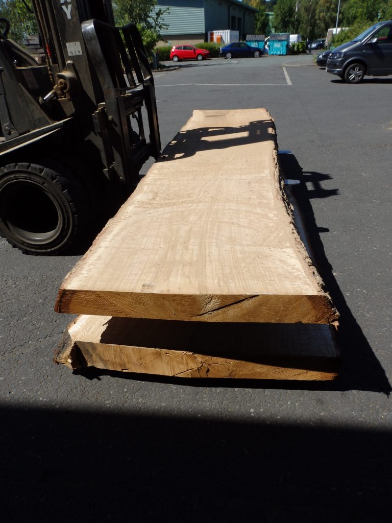 Oak log planks at 4" thick